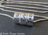 sterling silver mothers necklace with kids name charms - Drake Designs Jewelry