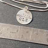 Hand stamped sterling silver Cleveland skyline necklace - drake designs jewelry