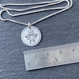 Queen bee necklace with rope edge border. hand stamped on sterling silver. drake designs jewelry  