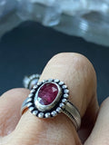 raw ruby ring organically shaped and hand crafted from sterling silver