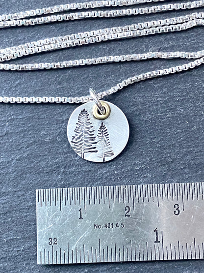 tiny pine Tree Hiking necklace -gift for the outdoors woman. drake designs jewelry