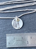 tiny pine Tree Hiking necklace for the outdoors woman. drake designs jewelry
