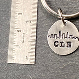 Cleveland skyline keychain CLE hand stamped - Drake Designs Jewelry
