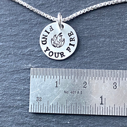 find your fire necklace sterling silver with flame fire image. drake designs jewelry
