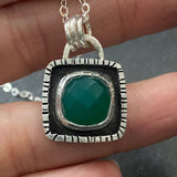 Green Onyx pendant necklace hand crafted with recycled sterling silver