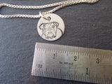 Sterling silver Bulldog necklace .  Drake designs jewelry