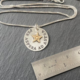 Per Aspera ad Astra sterling silver Latin phrase necklace. To the stars through hardships. inspirational Latin quote necklace with gold star.  drake designs jewelry