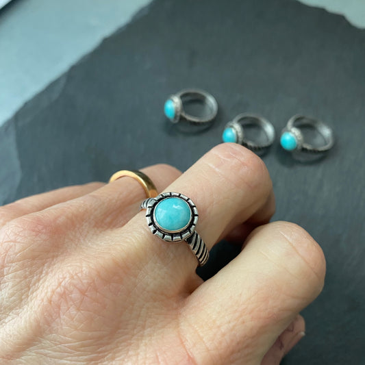 Amazonite Ring  Sterling Silver and Natural Turquoise Color Gemstone with Twisted Wire Rope Cable Band Ring - drake designs jewelry