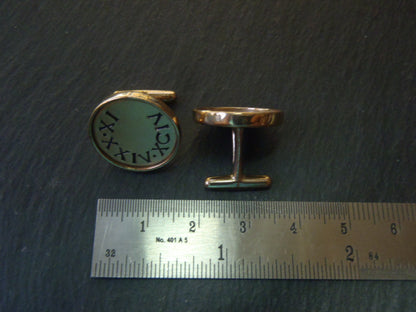 Eighth anniversary gift for men personalized cufflinks with date in Roman Numerals - Drake Designs Jewelry
