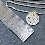 personalized antler necklace hand stamped with initial or heart sterling silver- drake designs jewelry
