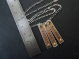 Brass, copper and sterling silver personalized bar necklace for mom with children's names - Drake Designs Jewelry