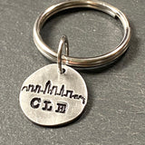 Cleveland skyline keychain hand stamped CLE - Drake Designs Jewelry