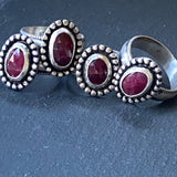 raw ruby ring hand crafted from sterling silver