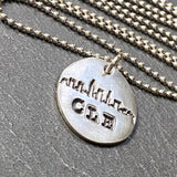 Cleveland skyline necklace CLE hand stamped -  Drake Designs Jewelry