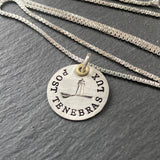 post tenebras lux Latin Phrase jewelry Light after darkness sterling silver necklace with inspirational necklace. drake designs jewelr