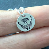 Scottish thistle necklace in sterling silver. drake designs jewelry