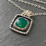 Green Onyx pendant necklace hand crafted with recycled sterling silver