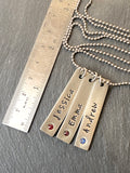 mom bar necklace with kids names and birthstones personalized - drake designs jewelry