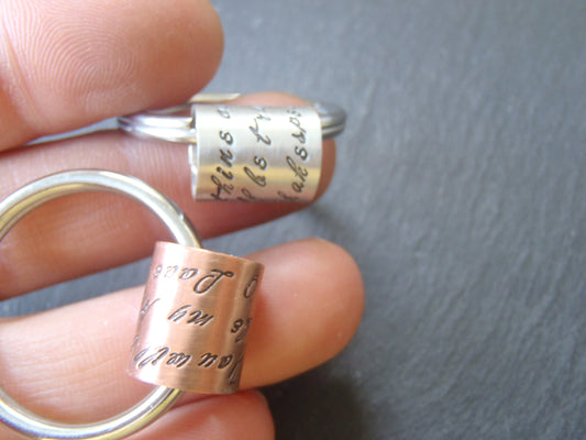 Personalized keychain with custom text and your own meaningful message - Drake Designs Jewelry