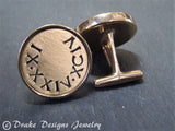 Eighth anniversary gift for men personalized cufflinks with date in Roman Numerals - Drake Designs Jewelry