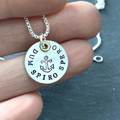 Latin phrase jewelry. dum spiro spero. while I breathe I hope. sterling silver necklace. drake designs jewelry