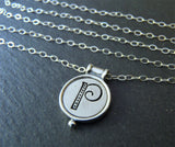 Sterling silver raised edge Initial necklace