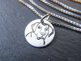 Labrador dog necklace in sterling silver hand made by Drake Designs Jewelry