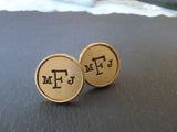 Bronze cufflinks personalized with monogram. 8th Anniversary gift - Drake Designs Jewelry