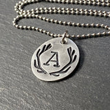 Silver antler necklace with initial personalized hunting gift for men - drake designs jewelry