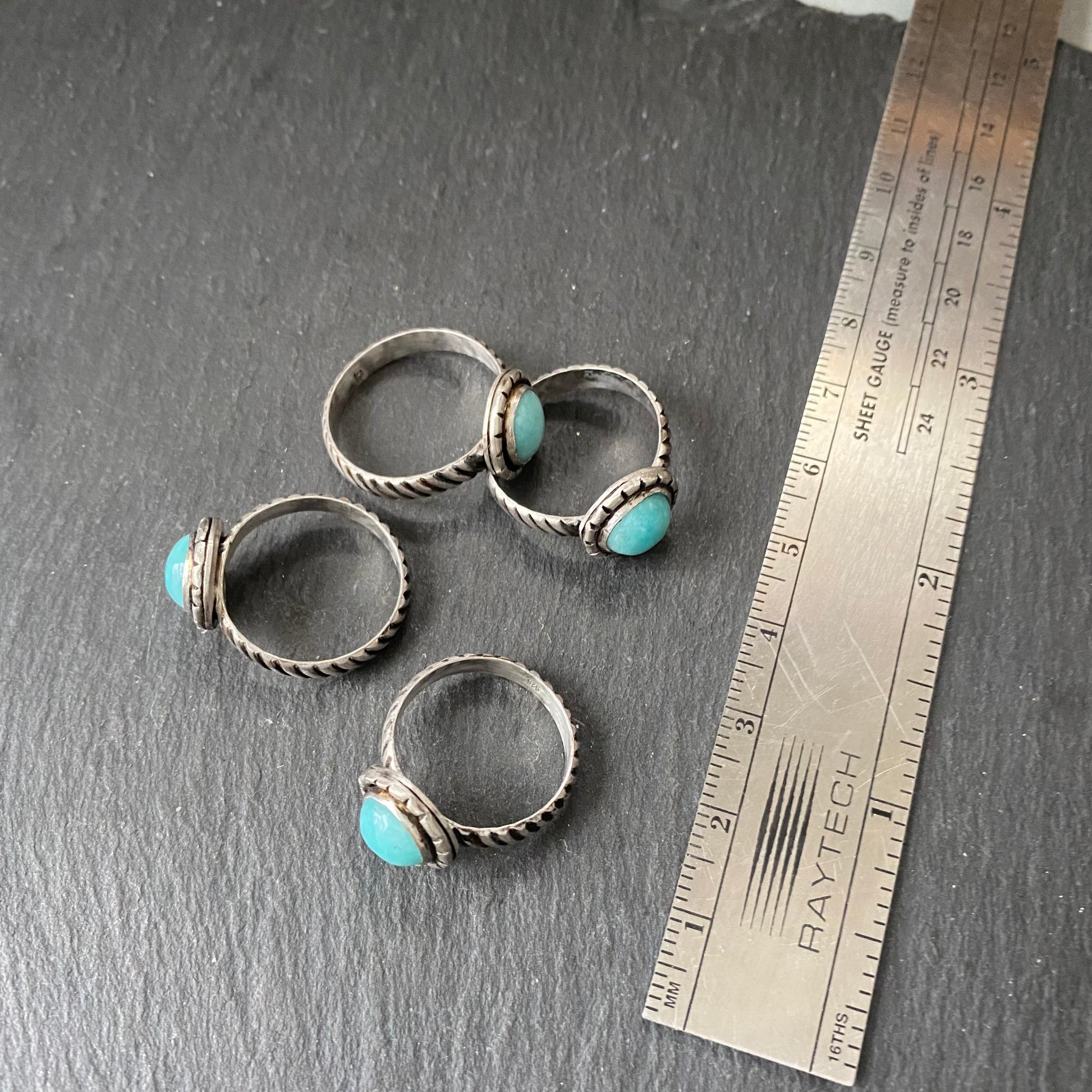 Amazonite Ring Crafted from Sterling Silver and Natural Turquoise Color Gemstone with Twisted Wire Rope Cable Band Ring - drake designs jewelry