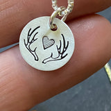 Antler necklace hand stamped on sterling silver - drake designs jewelry