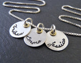 Mixed metal mmothers necklace with kids names - Drake Designs Jewelry