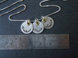 Mixed metal mmothers necklace with kids names - Drake Designs Jewelry