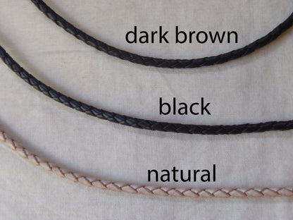 Braided leather bracelet personalized with names, dates or words.  4mm double wrapped bracelet with sterling silver charms for women or men - Drake Designs Jewelry