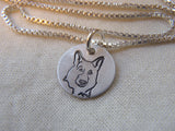 German Shepherd necklace in sterling silver.  dog breed necklace by Drake designs jewelry
