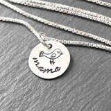 sterling silver Mama bird necklace for mom hand stamped on sterling silver