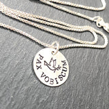 pax latin phrase necklace with hand stamped peace dove .  latin phrase jewelry. drake designs jewelry