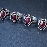 raw ruby ring organically shaped and hand crafted from sterling silver