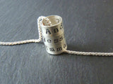 Mother's necklace with children's names on Small sterling silver ring charms - Drake Designs Jewelry