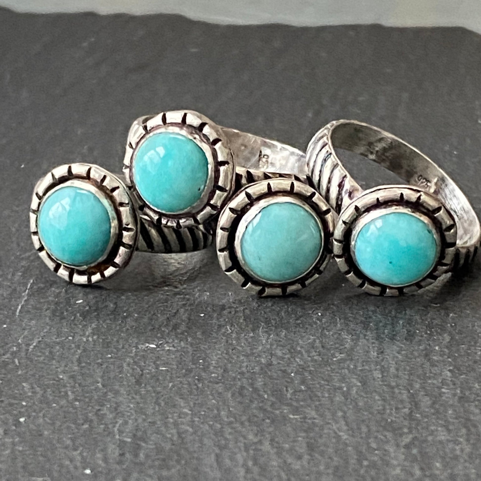 Amazonite Ring Crafted from Sterling Silver and Natural Turquoise Color Gemstone with Twisted Wire Rope Cable Band Ring - drake designs jewelry