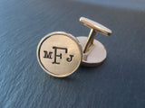 Bronze cufflinks personalized with monogram. 8th Anniversary gift - Drake Designs Jewelry