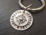 custom coordinates sterling silver key chain hand crafted with compass and latitude longitude
