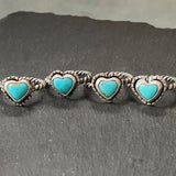 Sterling silver  turquoise heart ring with organic border on bezel set Kingman turquoise with twist wire rope ring band solid sterling silver and genuine turquoise - drake designs jewelry