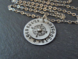 sterling silver custom coordinates with compass for men or women - drake designs jewelry