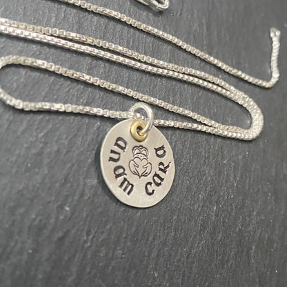 Claddagh necklace hand crafted in mixed metals.  sterling silver anam cara Irish necklace. Symbol of love friendship and loyalty