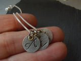 Mixed metal mom necklace with initials sterling silver custom made - Drake Designs Jewelry