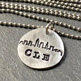 Cleveland skyline necklace hand stamped CLE -  Drake Designs Jewelry