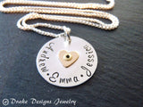 sterling silver mom necklace with kids names sterling silver with heart - Drake Designs Jewelry