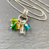 grandma necklace personalized with birthstones and sterling silver rope ring charm. drake designs jewelry