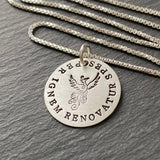 Latin phrase phoenix necklace. Per Ignem Renovatur Spes - Through fire hope is renewed. sterling silver. Drake designs jewelry